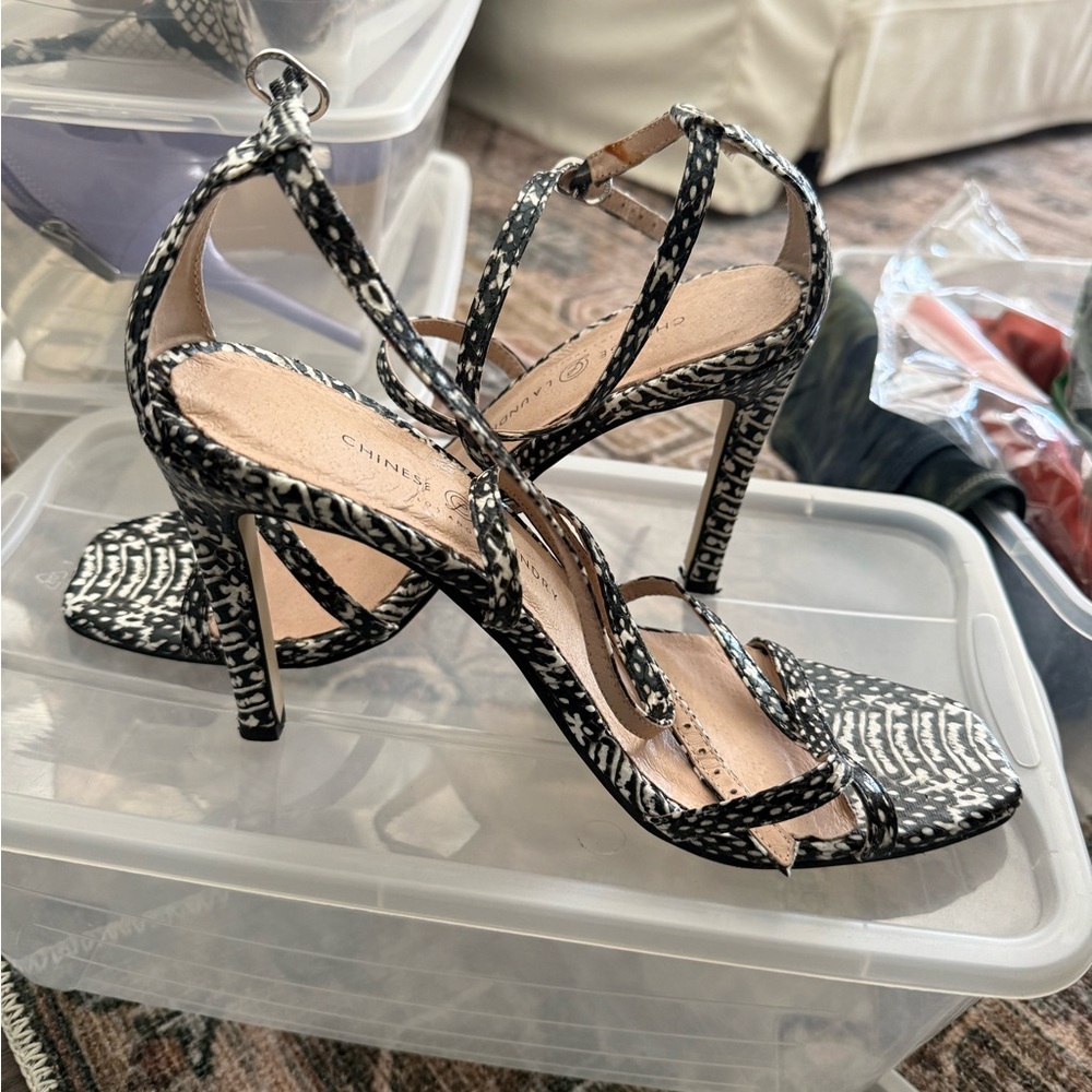 Chinese Laundry Black and White Patterned Heels